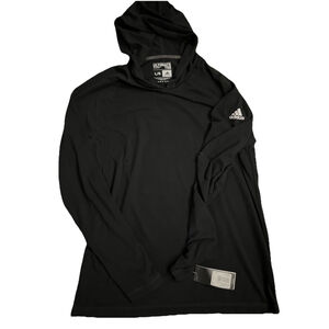 Adidas Climalite Ultimate Ultra LIGHTWEIGHT Black Hooded Tee L NWT 35$